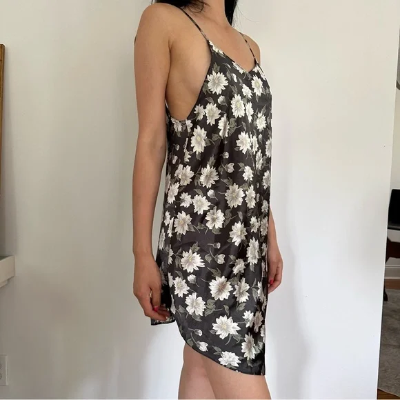 Vintage Black and White Floral Slip Dress - Picture 4 of 5